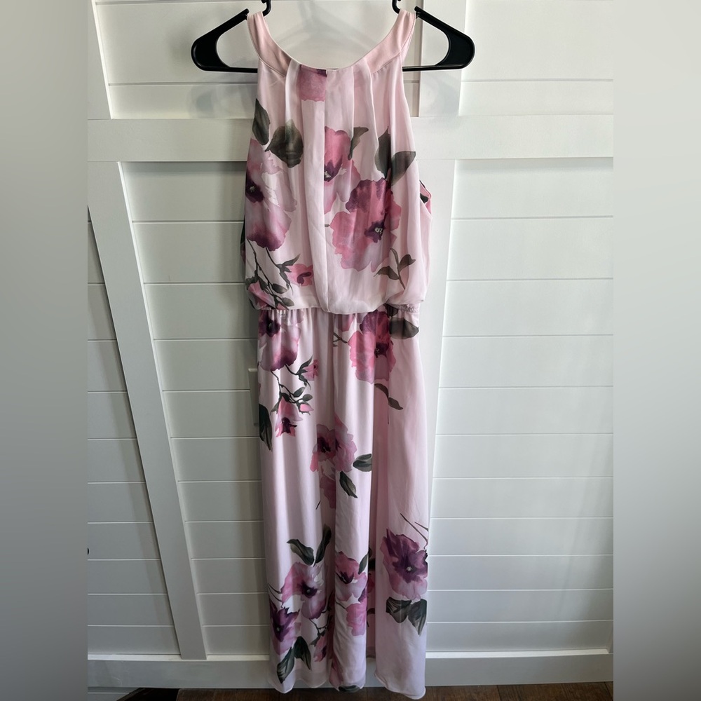 Pink floral maxi dress